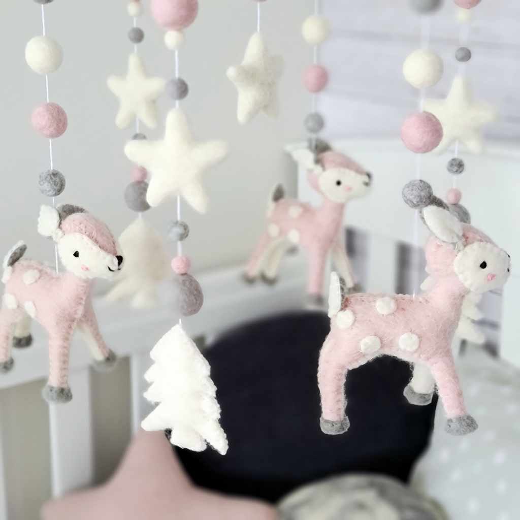 Pink Deer Forest Mobile - Tik Tak Design Co.