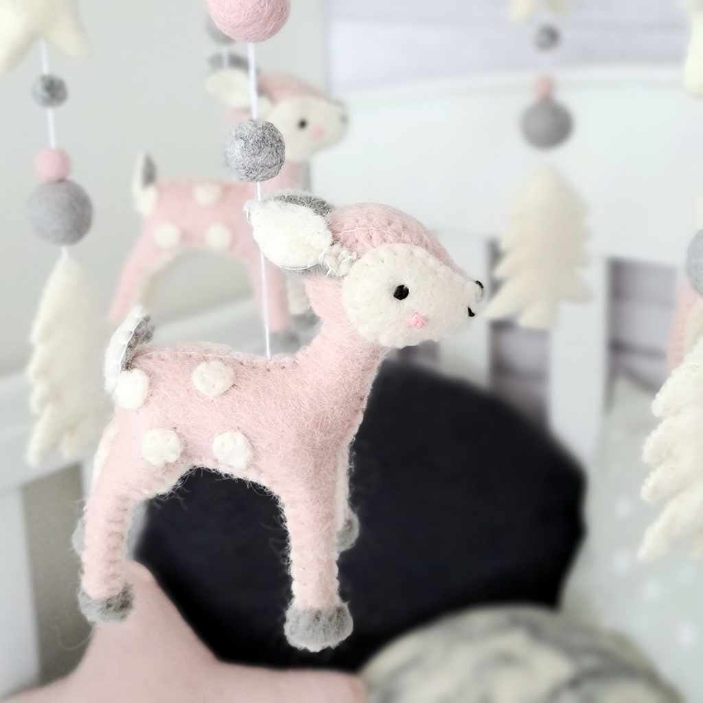 Pink Deer Forest Mobile - Tik Tak Design Co.