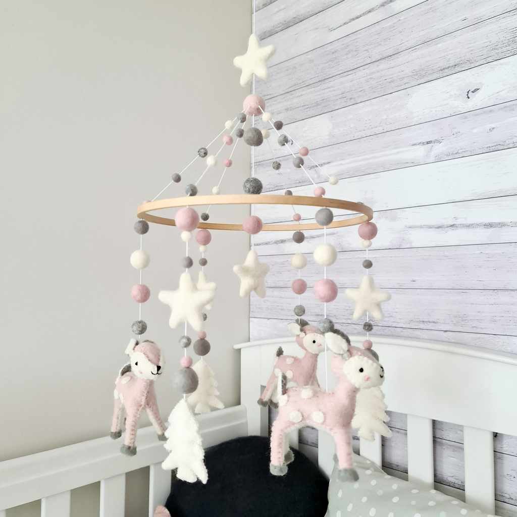 Pink Deer Forest Mobile - Tik Tak Design Co.