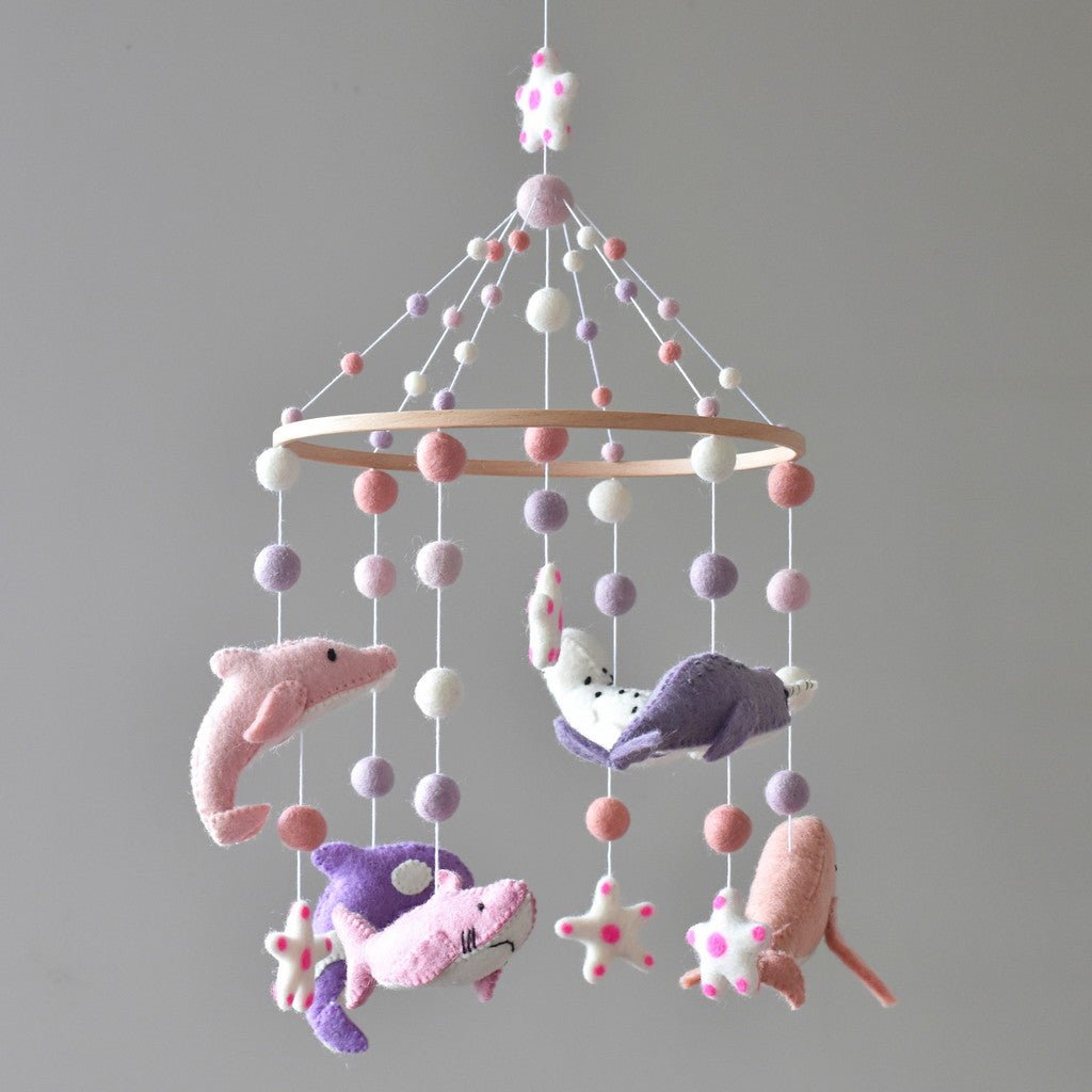 Pink and cheap grey cot mobile