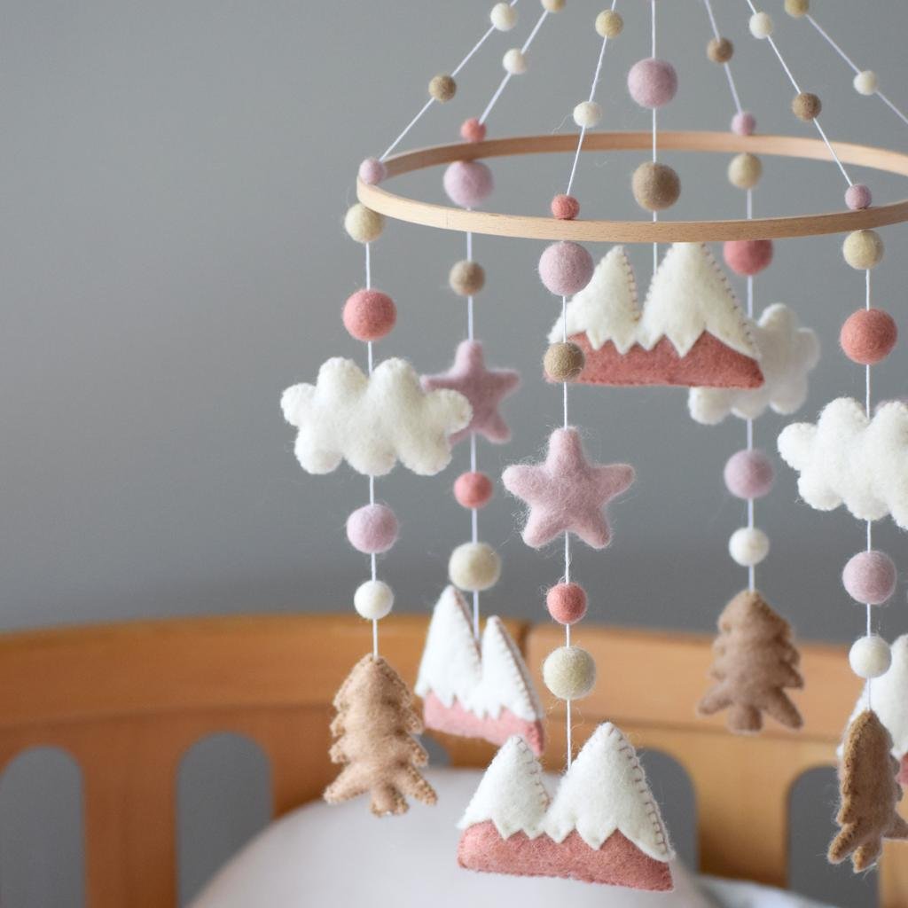 Pink Sunset Woodland Mobile - Tik Tak Design Co.