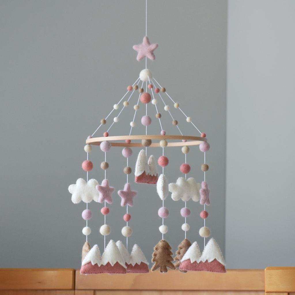 Pink Sunset Woodland Mobile - Tik Tak Design Co.