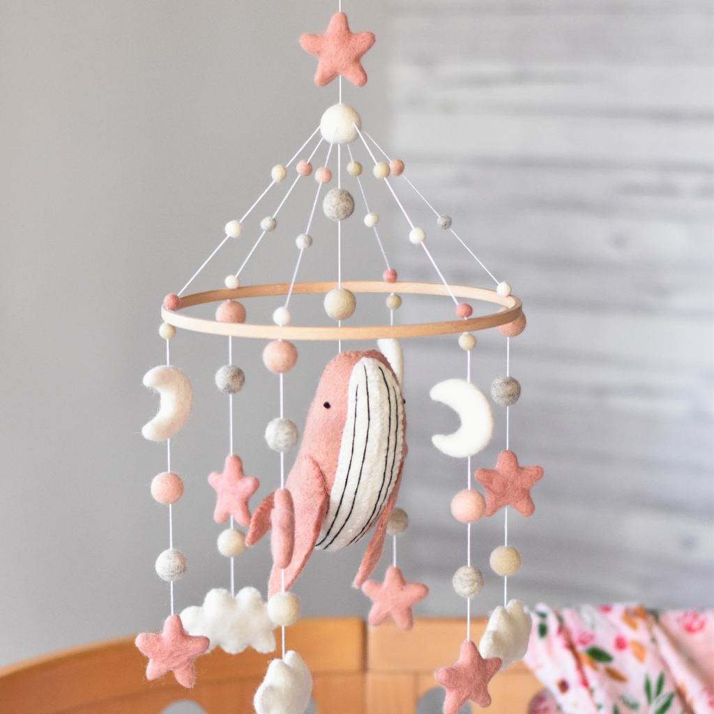 Pink Whale Baby Mobile - Tik Tak Design Co.