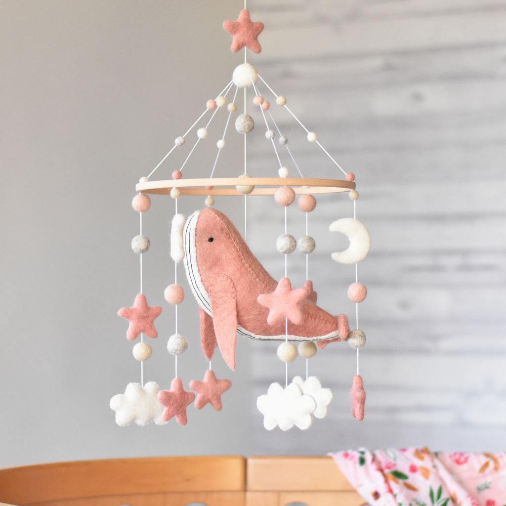 Pink Whale Baby Mobile - Tik Tak Design Co.