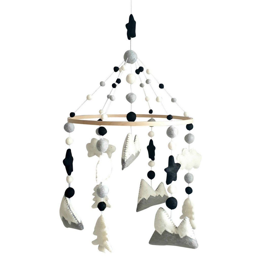 Sorrel + Fern Starry Woodland Night Baby Crib Mobile - Natural Felt & Wood Nursery Decor